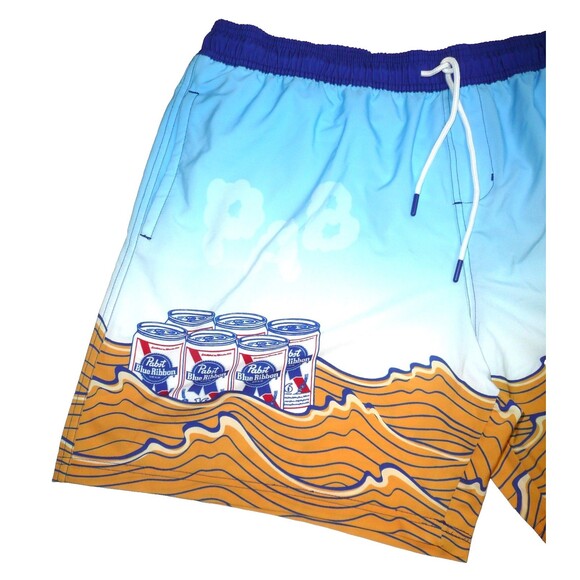 Pabst Blue Ribbon Mens Licensed Beer Board Shorts Graphic Swim Trunks 3XL NWT - Picture 3 of 7